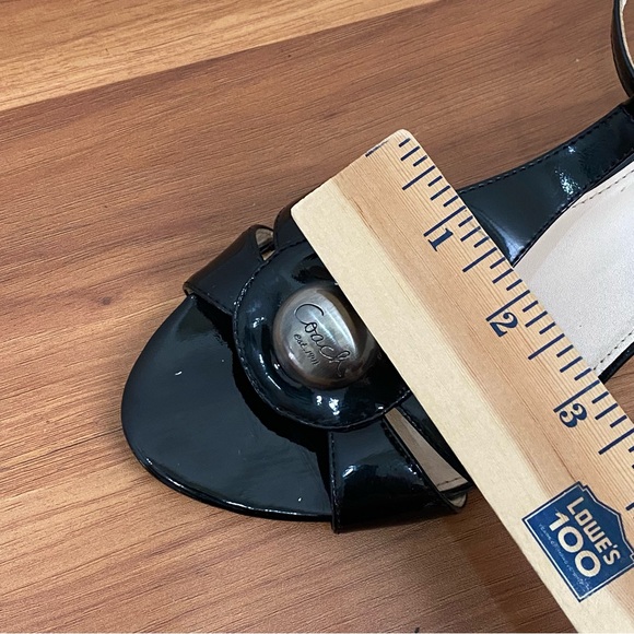 COACH Hellena Black Soft Patent Leather T-strap Kitten Heels Sandals Size 7.5B - Picture 9 of 16